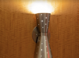 metal wall sconces, mid-century wall sconces,sygrove associates, lobby interior design, manhattan interior designer