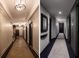 wallcovering vs. paint, apartment building hallways NYC